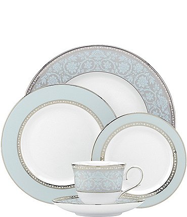 Image of Lenox Westmore Floral Platinum Bone China 5-Piece Place Setting