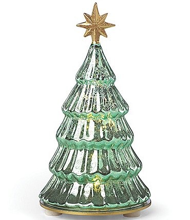 Image of Lenox Wintery Woods Lit Mercury Glass Pine Tree Figurine