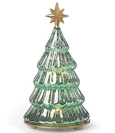 Image of Lenox Wintery Woods Lit Mercury Glass Pine Tree Figurine