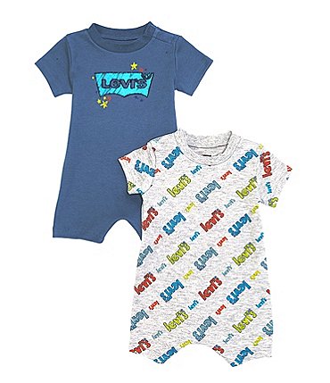 Image of Levi's® Baby Boys Newborn-9 Months Short Sleeve Doodle Logo Shortalls Set