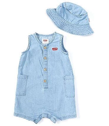 Image of Levi's® Baby Boys Newborn-9 Months Sleeveless Twill Shortall