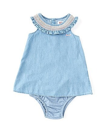 Image of Levi's® Baby Girls 12-24 Months Smocked Collar Dress & Diaper Cover Set