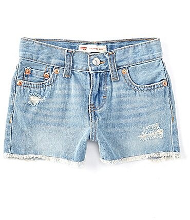 Image of Levi's® Little Girls 2T-6X Girlfriend Frey-Hem Shorty Denim Shorts
