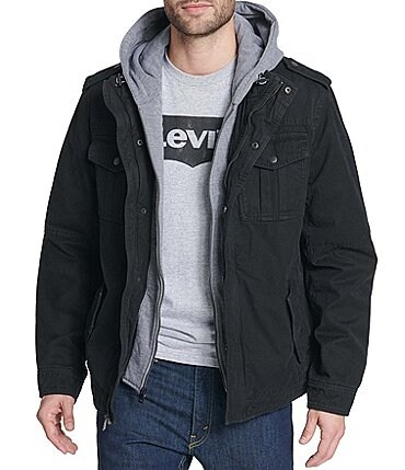 Image of Levi's® Twill Hooded Military Trucker Jacket