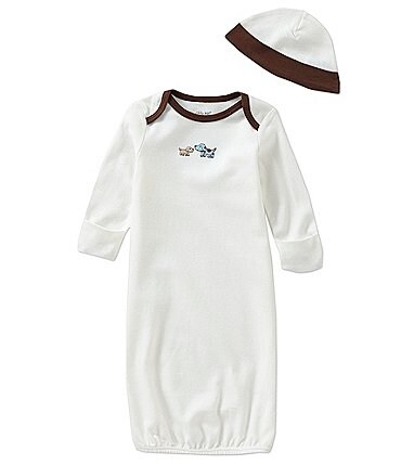 Image of Little Me Baby 3 Months Newborn Cute Puppies Gown & Coordinating Hat Set