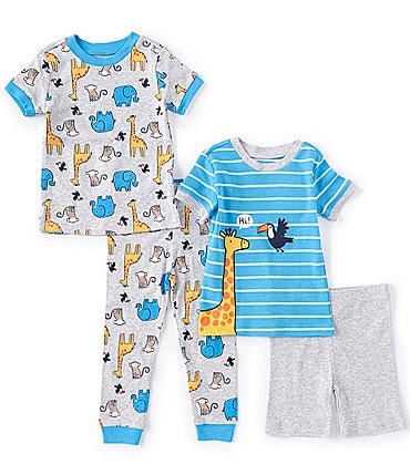 Image of Little Me Baby Boys 12-24 Months Safari Four-Piece Pajama Set
