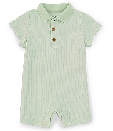 Image of Little Me Baby Boys 3-12 Months Short Sleeve Rib-Knit Shortall