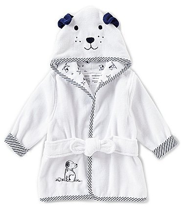 Image of Little Me Baby Boys Newborn-9 Months Puppy Toile Hooded Bath Robe