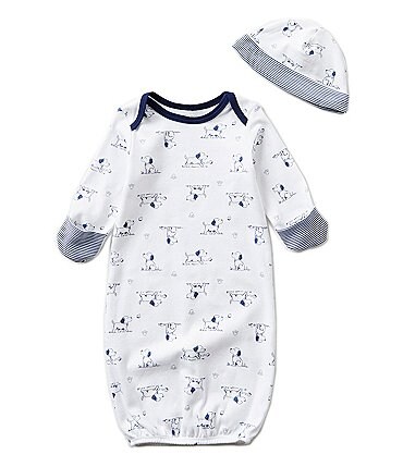 Image of Little Me Baby Boys Newborn Puppy Toile Printed Gown