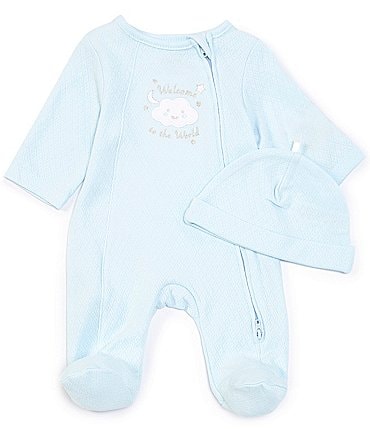 Image of Little Me Baby Boys Preemie-6 Months Long-Sleeve New World Footed Coverall & Hat Set