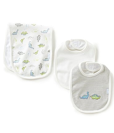 Image of Little Me Baby Boys Tiny Dinos Bib & Burp Cloth Set