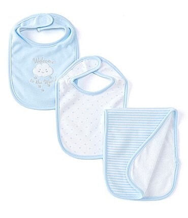 Image of Little Me Baby Boys Welcome To the World Bib & Burpcloth Set