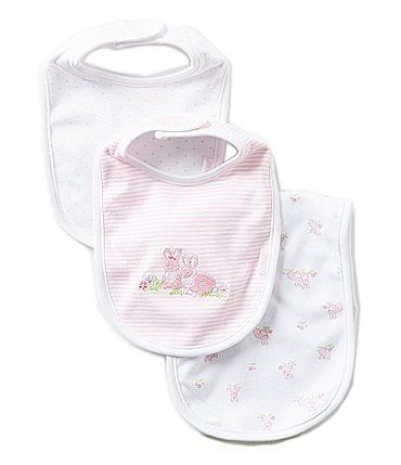 Image of Little Me Baby Bunnies Printed/Solid Bibs and Burpcloth Three-Piece Set