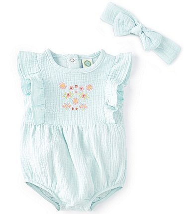 Image of Little Me Baby Girls 3-12 Months Flutter Sleeve Daisy Bubble Coverall