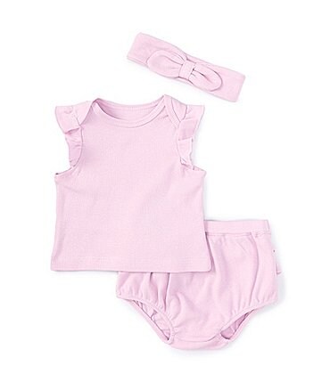 Image of Little Me Baby Girls 3-12 Months Flutter Sleeve Top & Matching Bloomer Set