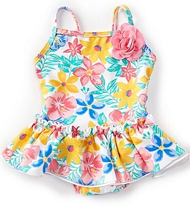 Image of Little Me Baby Girls 6-24 Months Tropical One-Piece Swimsuit