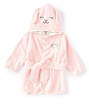 Image of Little Me Baby Girls Newborn-9 Months Long Sleeve Bunny Face Hooded Robe