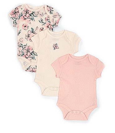 Image of Little Me Baby Girls Newborn-9 Months Short-Sleeve Dream Floral Bodysuit Three-Pack