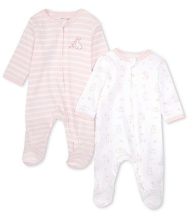 Image of Little Me Baby Girls Newborn-9 Months Springtime Long-Sleeve Footed Coverall 2-Pack