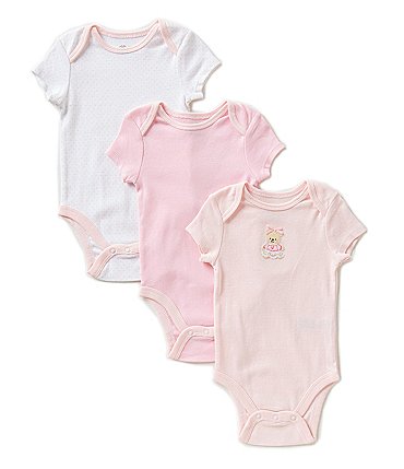 Image of Little Me Baby Girls Newborn-9 Months Sweet Bear 3-Pack Bodysuits