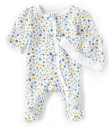 Image of Little Me Baby Girls Preemie-9 Months Long Sleeve Dainty Blossoms Zip Front Footie & Hat