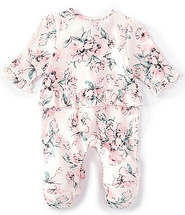 Image of Little Me Baby Girls Preemie-9 Months Long-Sleeve Dream Floral Footed Coverall Set