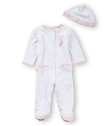 Image of Little Me Baby Girls Preemie-9 Months Prima Ballerina Footed Coverall & Hat Set