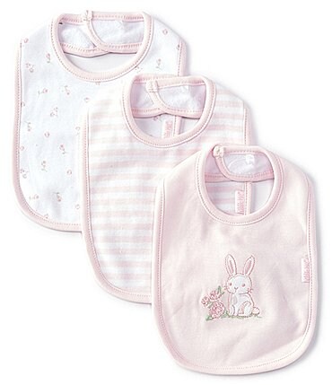 Image of Little Me Baby Girls Soft Roses Bibs Three-Pack
