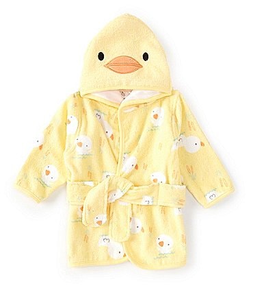 Image of Little Me Baby Newborn-9 Months Long Sleeve Duck Print 2-Ply Terry Hooded Robe