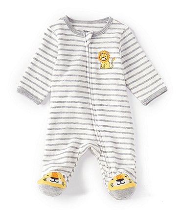 Image of Little Me Baby Preemie-9 Months Long Sleeve Stripe Little Lion Footed Coverall