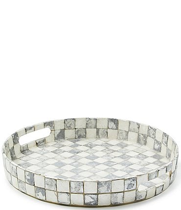 Image of MacKenzie-Childs Check Capiz Round Tray