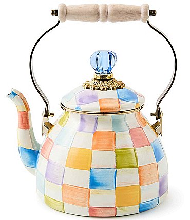 Image of MacKenzie-Childs Confetti Check Enamel 2-Quart Tea Kettle