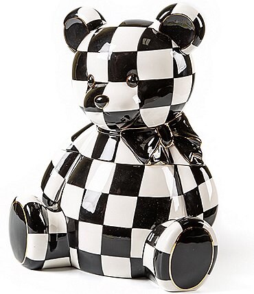 Image of MacKenzie-Childs Check Bear Ceramic Cookie Jar