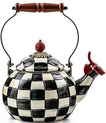 Image of MacKenzie-Childs Courtly Check® Enamel Whistling Tea Kettle