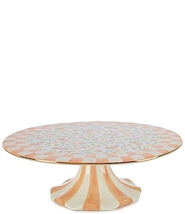 Image of MacKenzie-Childs Posie Patch Large Ceramic Pedestal Cake Platter