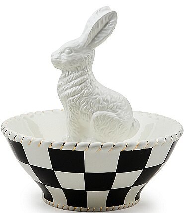Image of MacKenzie-Childs Easter Collection White Rabbit Ceramic Candy Dish