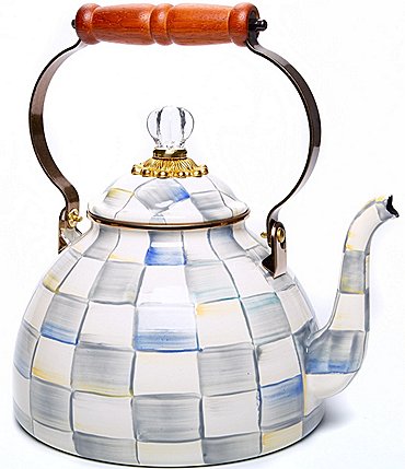 Image of MacKenzie-Childs Check Enamel 3-Quart Tea Kettle