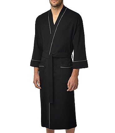 Image of Majestic Long Sleeve Kimono Style Waffle Knit Robe