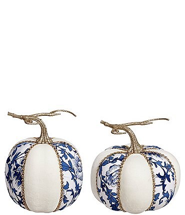 Image of Mark Roberts Blue and White Pumpkin Figurine Set of 2
