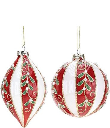 Image of Mark Roberts Holiday Collection 6-Piece Assorted Glittered Holly Ornament Set