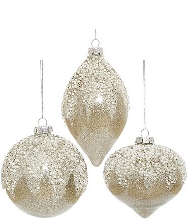 Image of Mark Roberts Holiday Collection 6-Piece Assorted Pearlized Iced Ornament Set