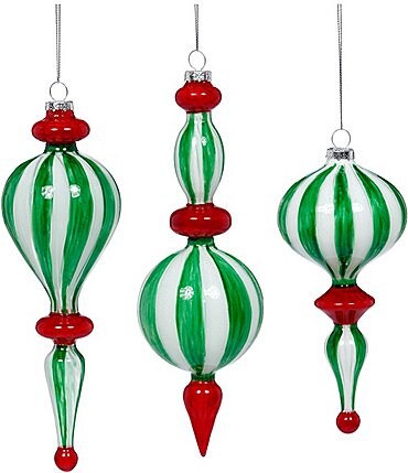 Image of Mark Roberts Holiday Collection 6-Piece Assorted Peppermint Glass Finial Ornament Set
