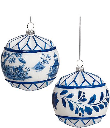 Image of Mark Roberts Holiday Collection Assorted Delft Scene Ornament Set, Set of 6