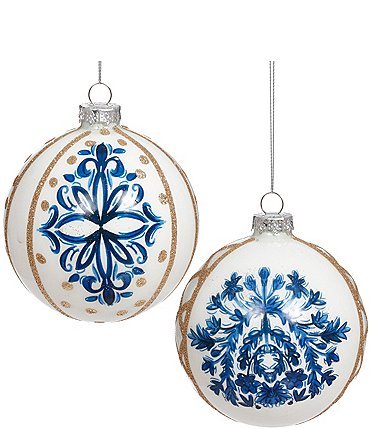 Image of Mark Roberts Holiday Collection Assorted Royal Delft Ornament Set, Set of 6