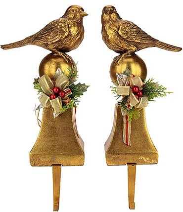 Image of Mark Roberts Holiday Collection Christmas Trimmed Bird Stocking Holder, Assortment of 2