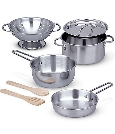 Image of Melissa & Doug Let's Play House Stainless Steel Pots & Pans Play Set