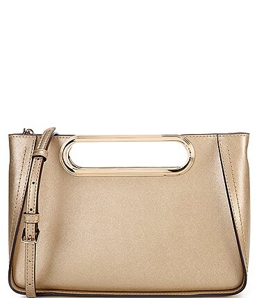 Image of Michael Kors Chelsea Large Metallic Leather Convertible Clutch