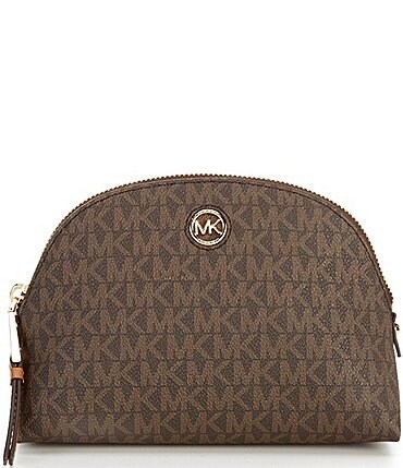 Image of Michael Kors Heritage Signature Logo Semi Lux Large Travel Pouch