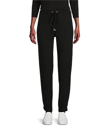 Image of MICHAEL Michael Kors Textured Crepe Pull-On Jogger Track Pants