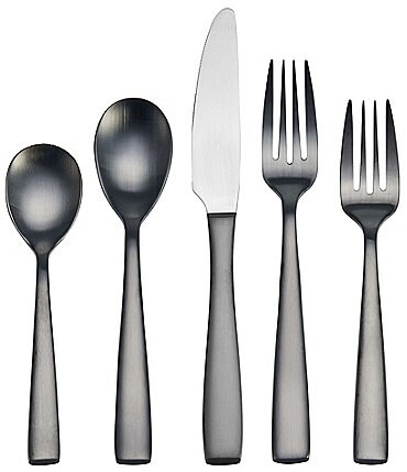 Image of Mikasa Delano Black 20-Piece Stainless Steel Flatware Set